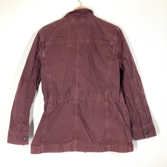 Lucky Brand Utility Cargo Jacket Womens Large Burgundy Cotton Zip And Buttons - Picture 9 of 14